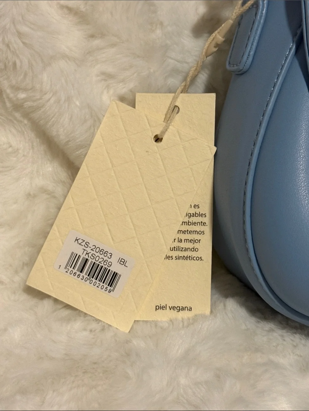 Light Blue Women's Saddle Crossbody Bag with Gold Hardware